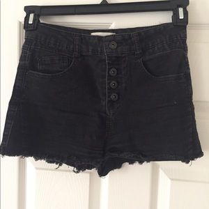 Black jean cut off high waisted shorts